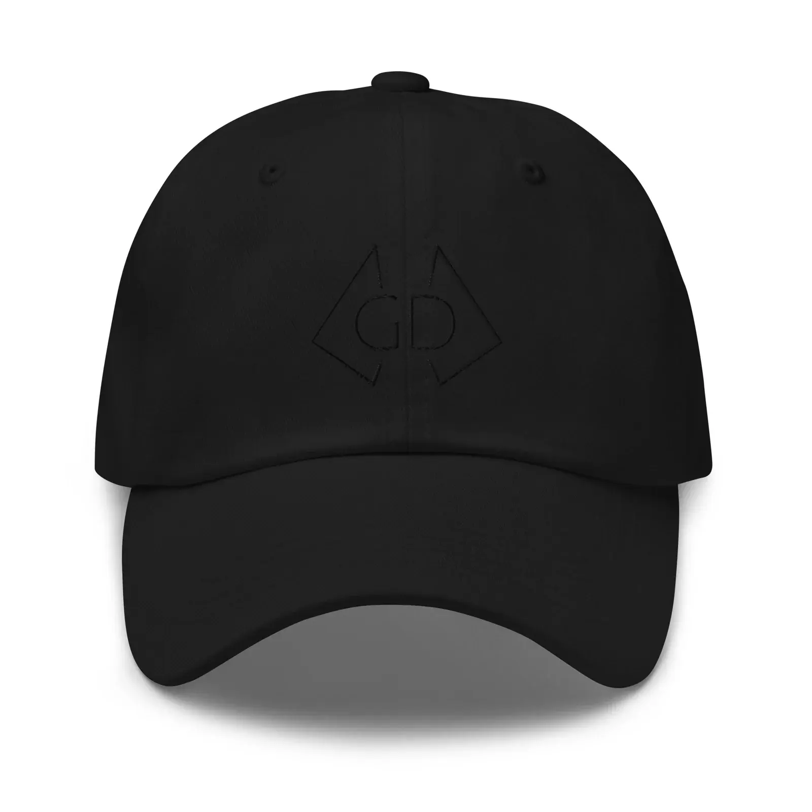 GymDaze Saleeite Baseball Cap in black, front view